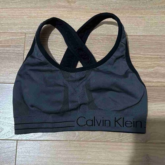 CalvinKlein Performance Seamless Impact Sports Bra Grey/Black Reversible sizexs - Picture 1 of 6